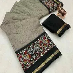 nyrika Women Printed & Kalamkari Pallu Dola Silk Saree -picture-13