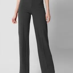 Women Flared Pleat-Front Trousers-image-61