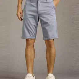 louis philippe Men Slim Fit Flat-Front Denim Shorts  image 1