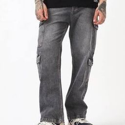 bewakoof Men's   Baggy Fit Wed Cargo Mid-Rise Jeans-picture-37