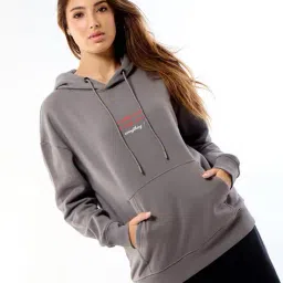 bewakoof Women Graphic Printed Oversized Hoodies image 1