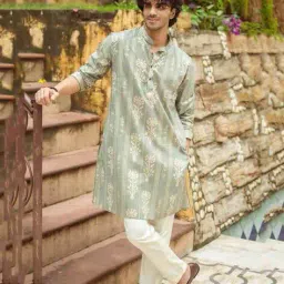 shasak Men Floral Regular Fit Long Kurta image 1