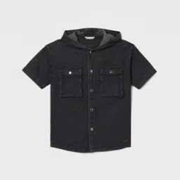 fame forever by lifestyle Boys Regular Fit Hooded Shirt with Flap Pockets-picture-35