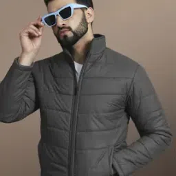 alpha tribe Men Regular Fit Zip Front Puffer Jacket   -picture-36