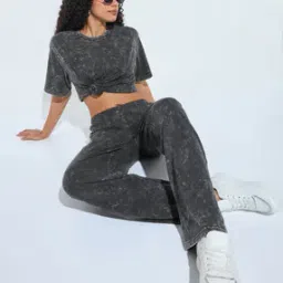 Women Washed Top & Pants Co-Ord Set-image-67
