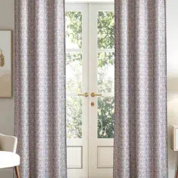 home centre Set of 2 Floral Print Door Curtain-9 Feet image 1