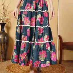 zwerlon x ag Women Floral Print Tiered Skirt-picture-33