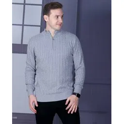 dzant Men Striped Regular Fit Pullover with Ribbed Hem-picture-37