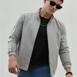 Men Regular Fit Zip-Front Bomber Jacket-image-7