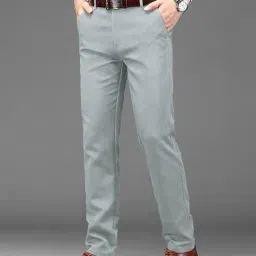 eyebogler Men Slim Fit Flat-Front Chinos image 1