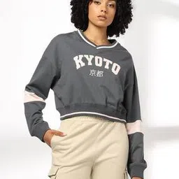 teamspirit Women Typographic Print Boxy Fit Sweatshirt-picture-19