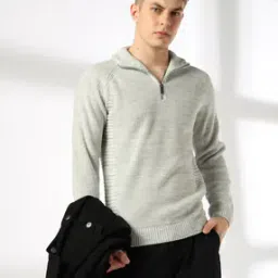 dnmx Men Ribbed Regular Fit Turtleneck Pullover-picture-37