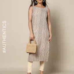 indie picks Handblock Print Cotton Straight Kurta image 1