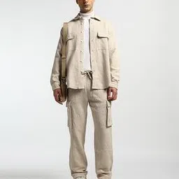 Double Pocket Shacket In Jacquard Fabric-image-50
