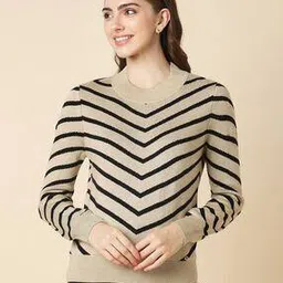 allen solly Women Striped Round-Neck Pullover-picture-10