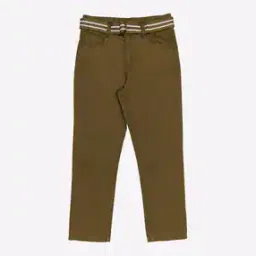 Flat-Front Trousers with Fabric Belt-image-25