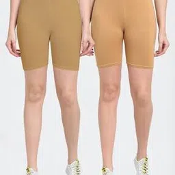jinfo Pack Of 2 Women Knit Shorts with Mid Rise Waist-picture-50