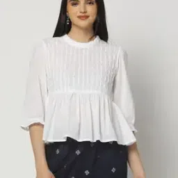 svrnaa by azorte Women Relaxed Fit Peplum Top-picture-48