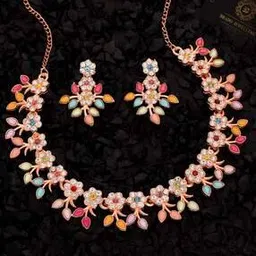 brado jewellery Women Stone-Studded Necklace & Earings Set-picture-36