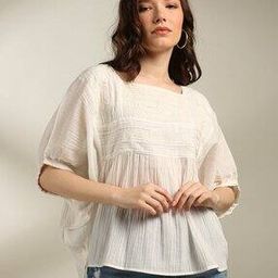 dnmx Women Relaxed Fit Square-Neck Peplum Top-picture-26