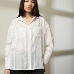 dnmx Women Striped Drop-Shoulder Seersucker Shirt-picture-13