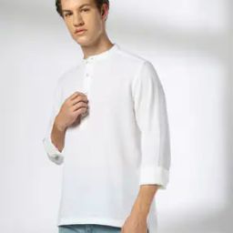 dnmx Men Regular Fit Shirt with Band Collar-picture-47