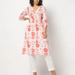 yousta Women Floral Print Straight Kurta image 1