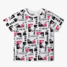 yousta Girls Printed Regular Fit Crew-Neck T-Shirt image 1