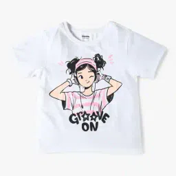 yousta Girls Graphic Print Regular Fit Crew-Neck T-Shirt image 1