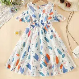 thoillling Girls Leaf Print Fit & Flare Dress-picture-29