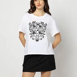 yousta Women Graphic Print Regular Fit Crew-Neck T-Shirt-picture-13