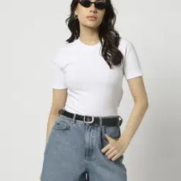 yousta Women Ribbed Slim Fit Crew-Neck T-Shirt-picture-38