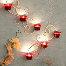 home sparkle Set of 2 Designer Wall Sconce Tealight Candles-picture-20