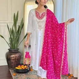 nyrika Women Embroidered Straight Kurta Pants Set with Dupatta-picture-18