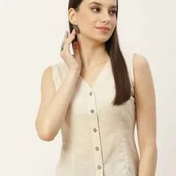 molcha V-neck Sleeveless Front-Open Blouse-picture-37