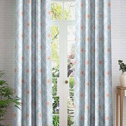 cortina eyelet curtain Set of 2 Floral Print Door Curtains-picture-47
