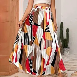 zwerlon x ag Women Geometric Print A-Line Skirt-picture-40