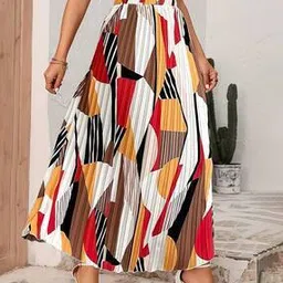 zwerlon x ag Women Printed Pleated A-Line Skirt-picture-40