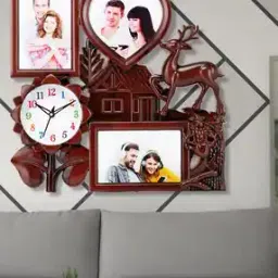 attractionz Floral Analog Wall Clock with Photo Frame-picture-53