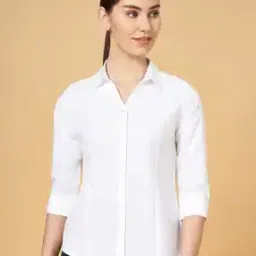 Women Regular Fit Spread-Collar Shirt-image-2