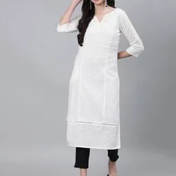 jaipur kurti Pintuck Straight Kurta with Notched Neckline-picture-20