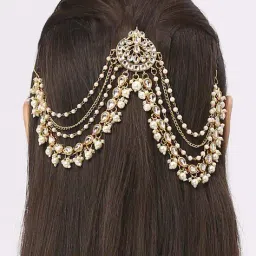 oomph Women Gold-Plated Beaded Sheeshphool image 1