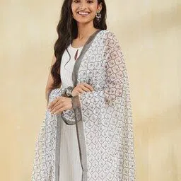 fabindia Women Cotton Silk Hand Block Printed Dupatta-picture-29