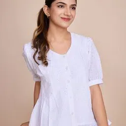 house of mira Women Schiffli Embroidered Regular Fit Top-picture-10
