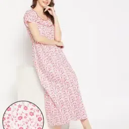 clovia Women Floral Print Round-Neck Nightie-picture-47
