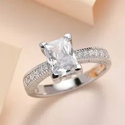 ornate jewels 925 Sterling Silver Octagon American Diamond Solitaire Ring-picture-26