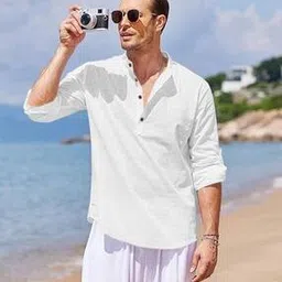 finivo Men Regular Fit Short Kurta with Mandarin Collar-picture-17