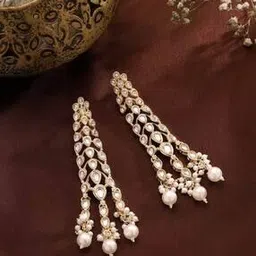 priyaasi Women Gold-Plated Kundan-Studded Drop Earrings-picture-16