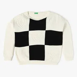 united colors of benetton Girls Checked Regular Fit Sweater-picture-19