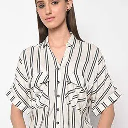 recap Striped Shirt with Flap Pockets-picture-41